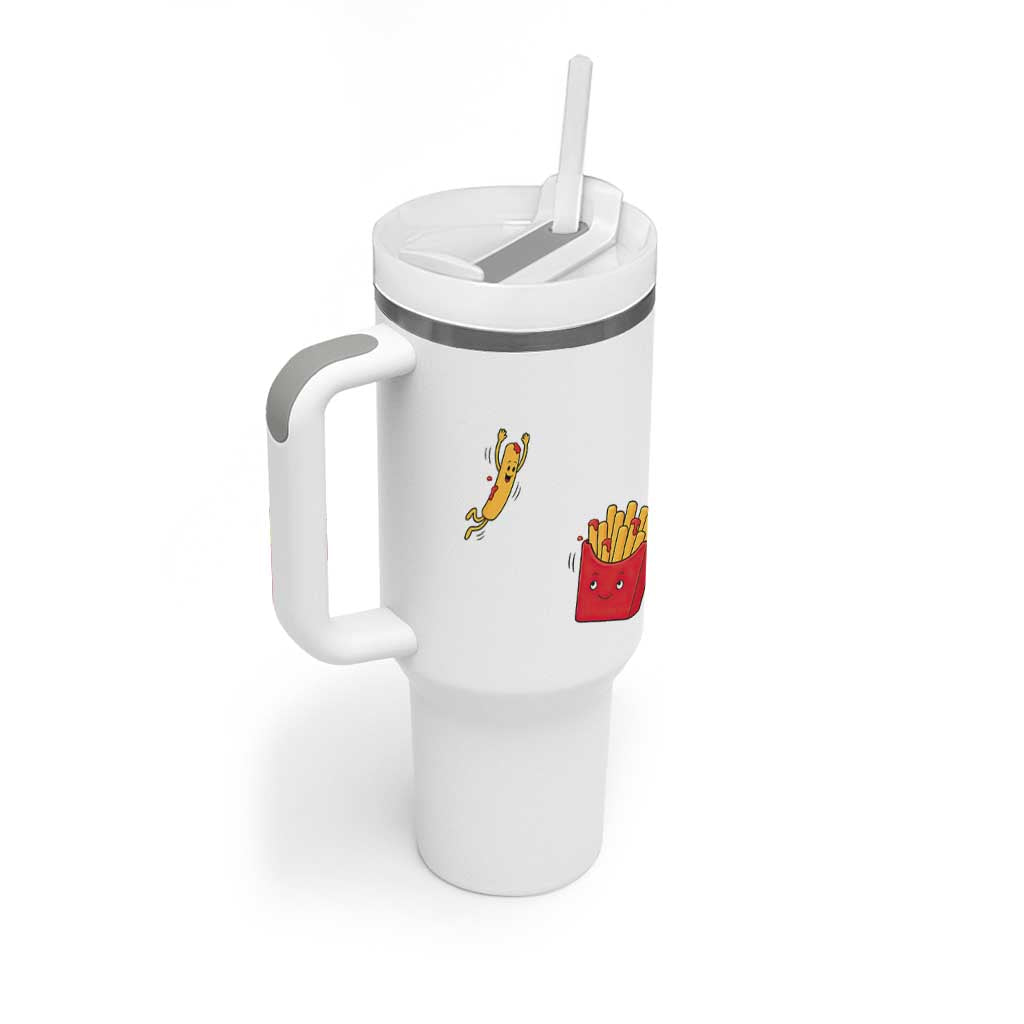Funny French Fry Jumping Into Fries Box Tumbler With Handle Fast Food Lover