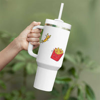 Funny French Fry Jumping Into Fries Box Tumbler With Handle Fast Food Lover