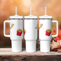 Funny French Fry Jumping Into Fries Box Tumbler With Handle Fast Food Lover