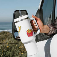 Funny French Fry Jumping Into Fries Box Tumbler With Handle Fast Food Lover
