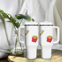 Funny French Fry Jumping Into Fries Box Tumbler With Handle Fast Food Lover