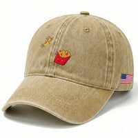 Funny French Fry Jumping Into Fries Box Washed Cotton Baseball Cap Fast Food Lover