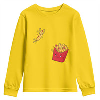 Funny French Fry Jumping Into Fries Box Youth Sweatshirt Fast Food Lover