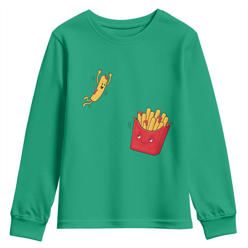 Funny French Fry Jumping Into Fries Box Youth Sweatshirt Fast Food Lover