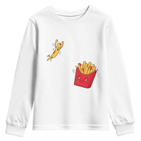 Funny French Fry Jumping Into Fries Box Youth Sweatshirt Fast Food Lover