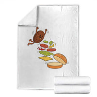 Funny Burger Ingredients Flying Into Bun Throw Blanket Fast Food Lover Gift
