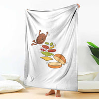 Funny Burger Ingredients Flying Into Bun Throw Blanket Fast Food Lover Gift