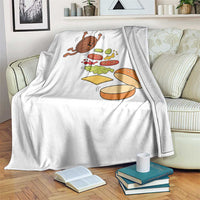 Funny Burger Ingredients Flying Into Bun Throw Blanket Fast Food Lover Gift