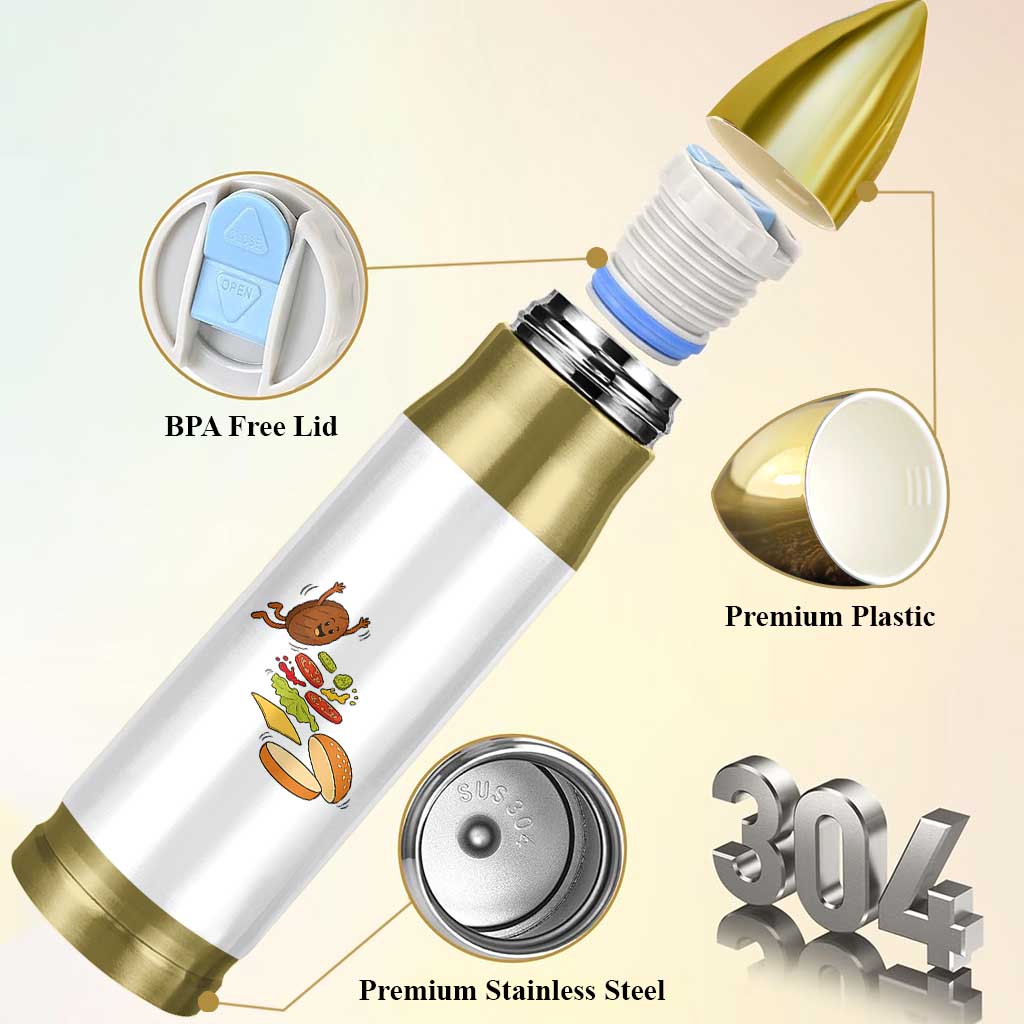 Funny Burger Ingredients Flying Into Bun Bullet Tumbler Fast Food Lover Gift