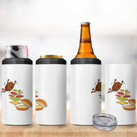 Funny Burger Ingredients Flying Into Bun 4 in 1 Can Cooler Tumbler Fast Food Lover Gift