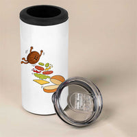 Funny Burger Ingredients Flying Into Bun 4 in 1 Can Cooler Tumbler Fast Food Lover Gift