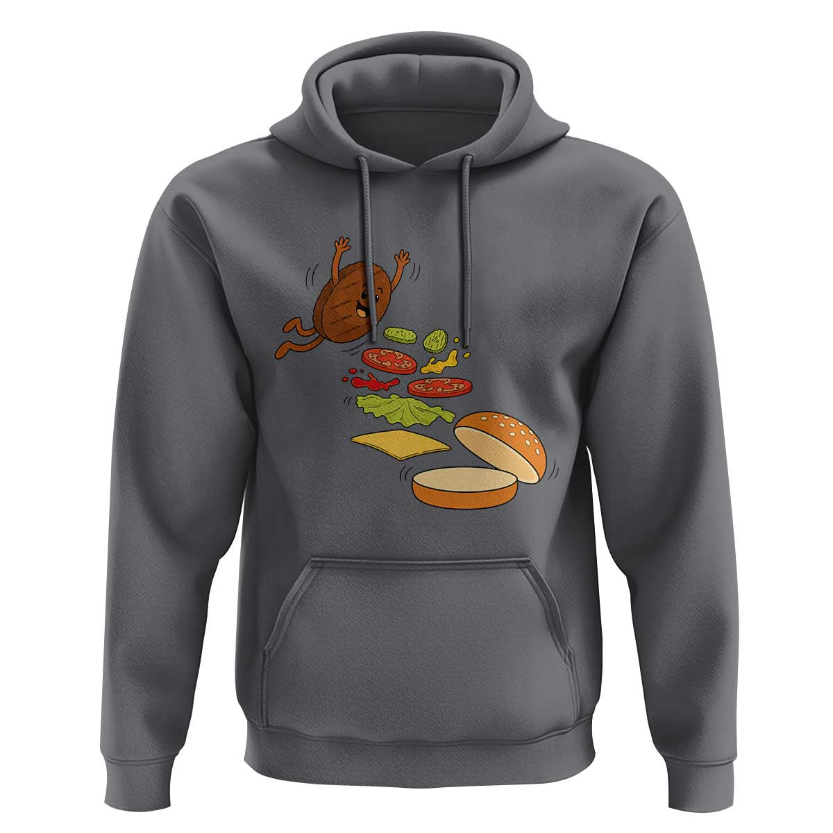 Funny Burger Ingredients Flying Into Bun Hoodie Fast Food Lover Gift