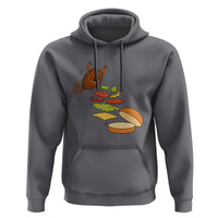Funny Burger Ingredients Flying Into Bun Hoodie Fast Food Lover Gift