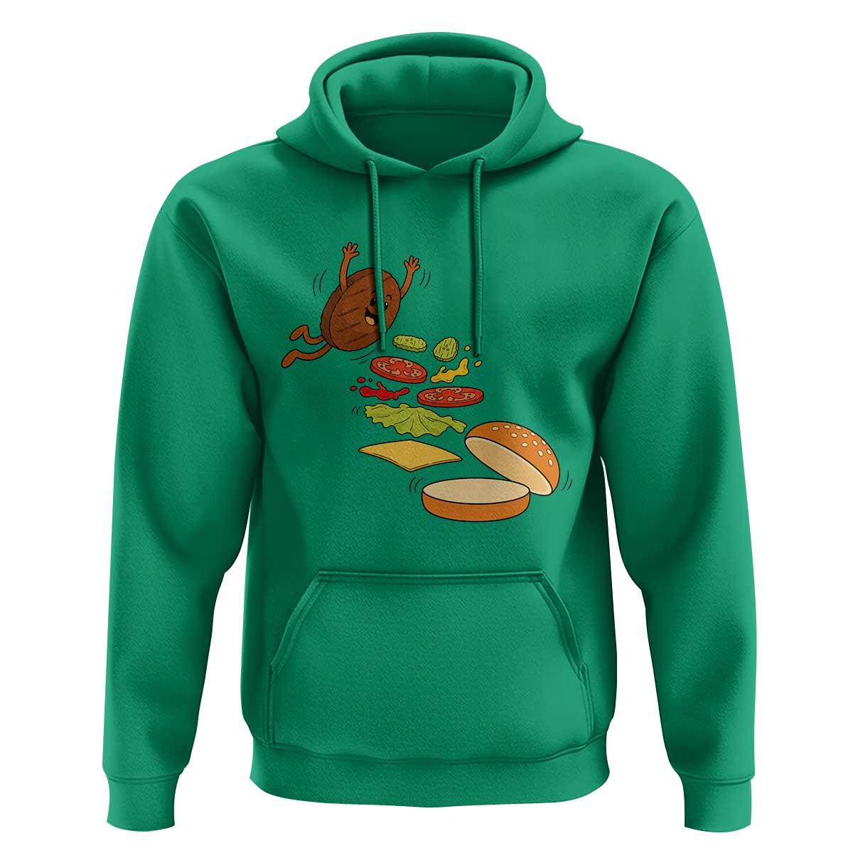 Funny Burger Ingredients Flying Into Bun Hoodie Fast Food Lover Gift