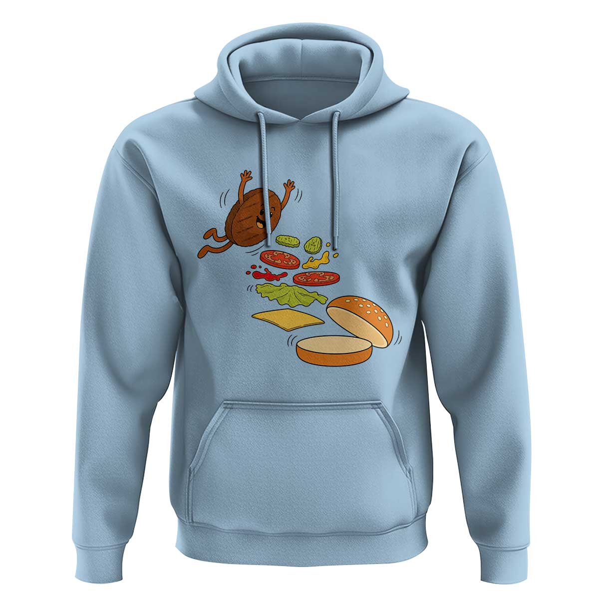 Funny Burger Ingredients Flying Into Bun Hoodie Fast Food Lover Gift
