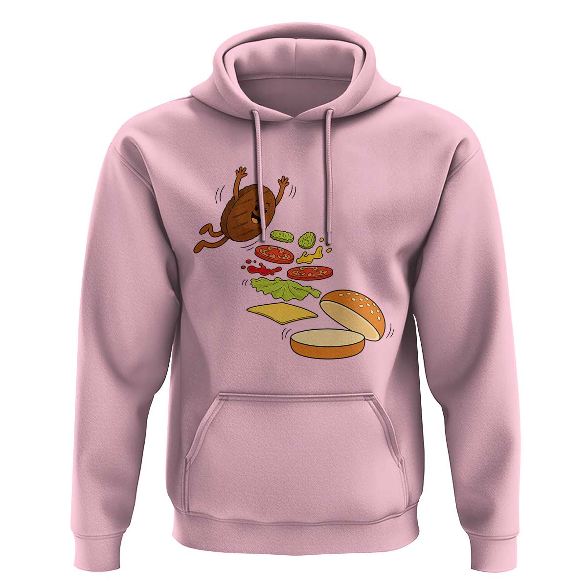 Funny Burger Ingredients Flying Into Bun Hoodie Fast Food Lover Gift