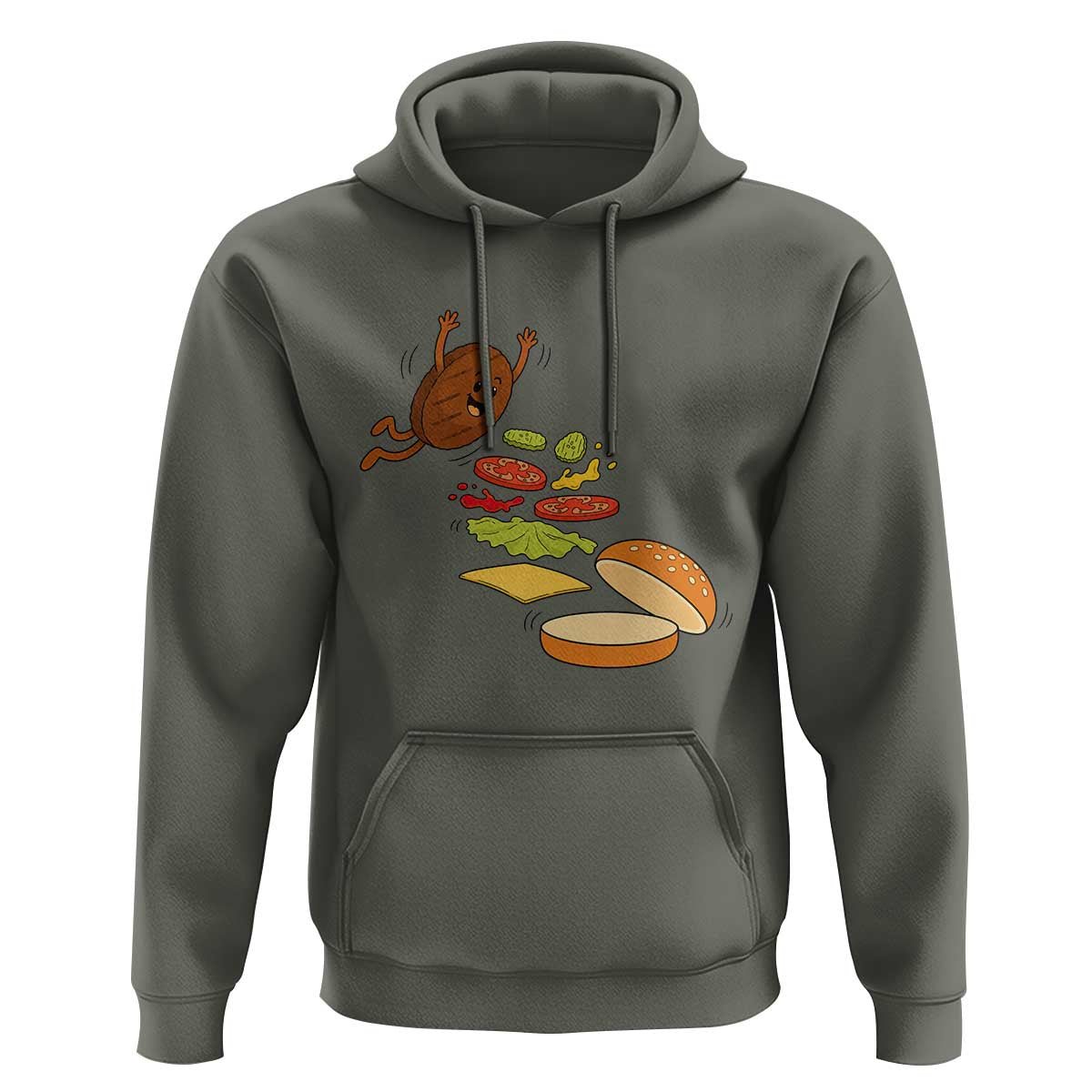 Funny Burger Ingredients Flying Into Bun Hoodie Fast Food Lover Gift
