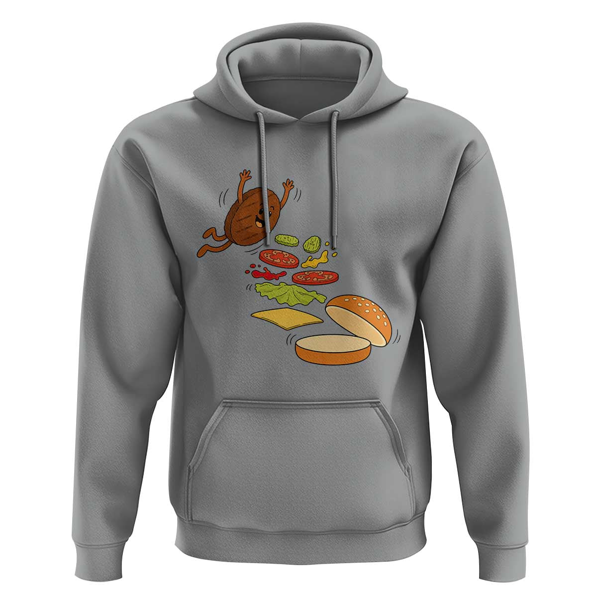 Funny Burger Ingredients Flying Into Bun Hoodie Fast Food Lover Gift