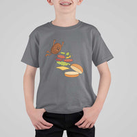 Funny Burger Ingredients Flying Into Bun T Shirt For Kid Fast Food Lover Gift