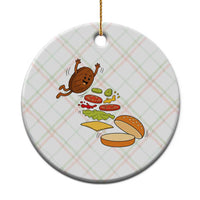 Funny Burger Ingredients Flying Into Bun Ceramic Ornament Fast Food Lover Gift
