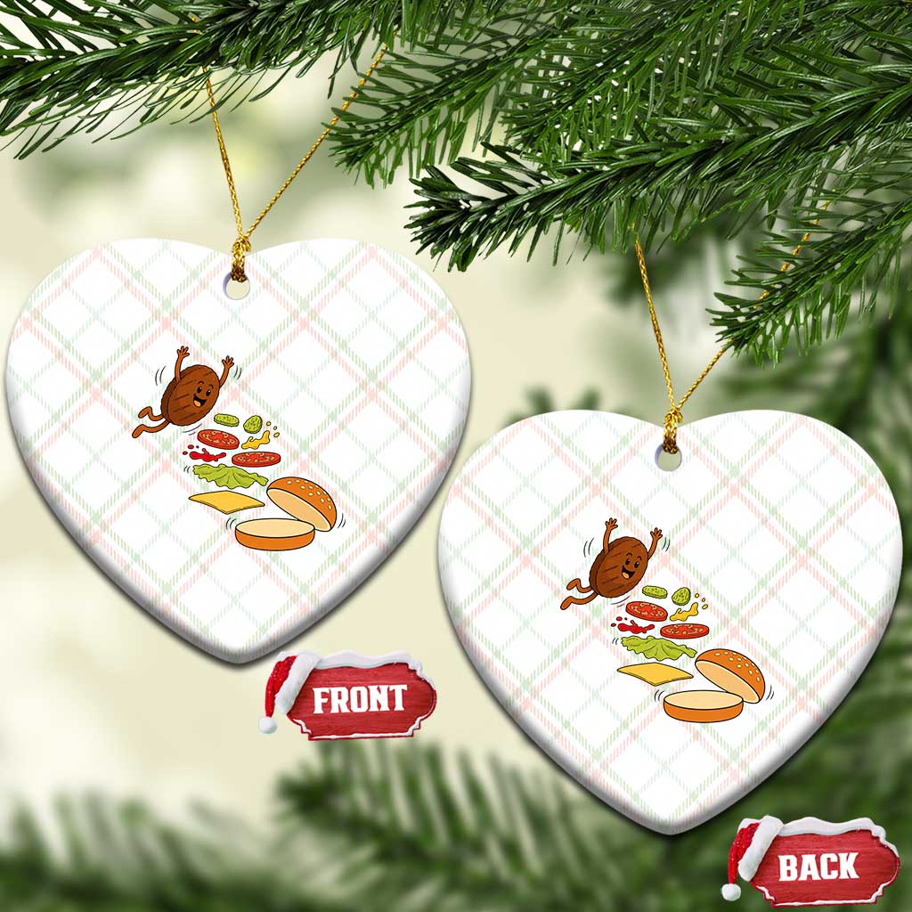 Funny Burger Ingredients Flying Into Bun Ceramic Ornament Fast Food Lover Gift