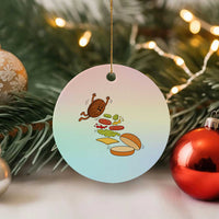 Funny Burger Ingredients Flying Into Bun Ceramic Ornament Fast Food Lover Gift
