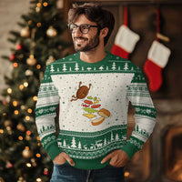 Funny Burger Ingredients Flying Into Bun Ugly Christmas Sweater Fast Food Lover Gift