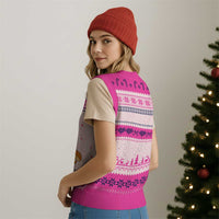 Funny Burger Ingredients Flying Into Bun V-Neck Knit Sweater Vest Fast Food Lover Gift