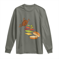 Funny Burger Ingredients Flying Into Bun Long Sleeve Shirt Fast Food Lover Gift
