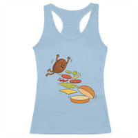 Funny Burger Ingredients Flying Into Bun Racerback Tank Top Fast Food Lover Gift