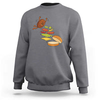 Funny Burger Ingredients Flying Into Bun Sweatshirt Fast Food Lover Gift