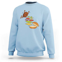 Funny Burger Ingredients Flying Into Bun Sweatshirt Fast Food Lover Gift