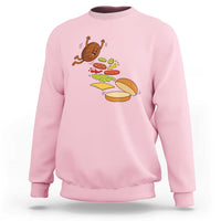 Funny Burger Ingredients Flying Into Bun Sweatshirt Fast Food Lover Gift