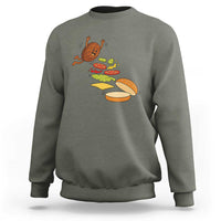 Funny Burger Ingredients Flying Into Bun Sweatshirt Fast Food Lover Gift