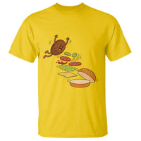 Funny Burger Ingredients Flying Into Bun T Shirt Fast Food Lover Gift