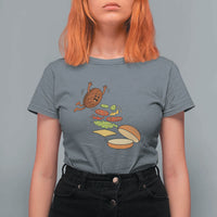 Funny Burger Ingredients Flying Into Bun T Shirt For Women Fast Food Lover Gift