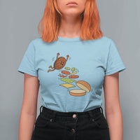 Funny Burger Ingredients Flying Into Bun T Shirt For Women Fast Food Lover Gift
