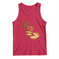 Funny Burger Ingredients Flying Into Bun Tank Top Fast Food Lover Gift