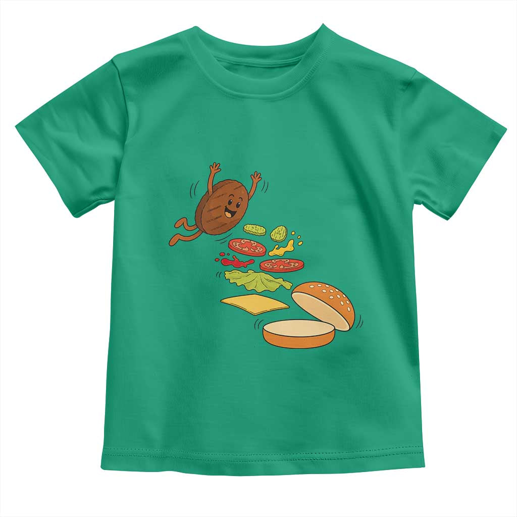 Funny Burger Ingredients Flying Into Bun Toddler T Shirt Fast Food Lover Gift