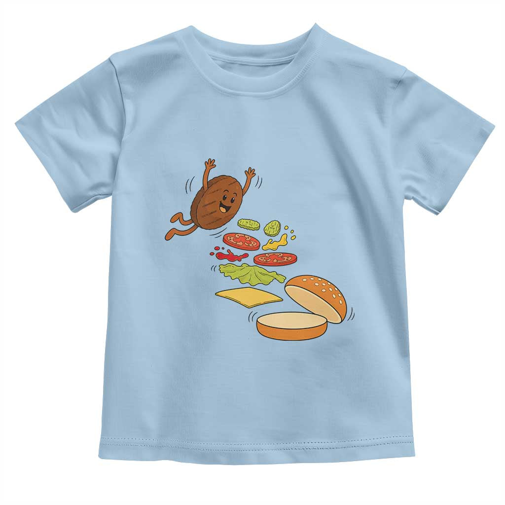 Funny Burger Ingredients Flying Into Bun Toddler T Shirt Fast Food Lover Gift