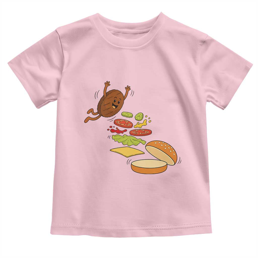 Funny Burger Ingredients Flying Into Bun Toddler T Shirt Fast Food Lover Gift