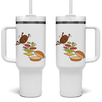Funny Burger Ingredients Flying Into Bun Tumbler With Handle Fast Food Lover Gift