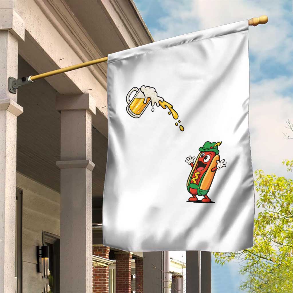Funny Sausage Waiting For Beer Garden Flag Oktoberfest Gift