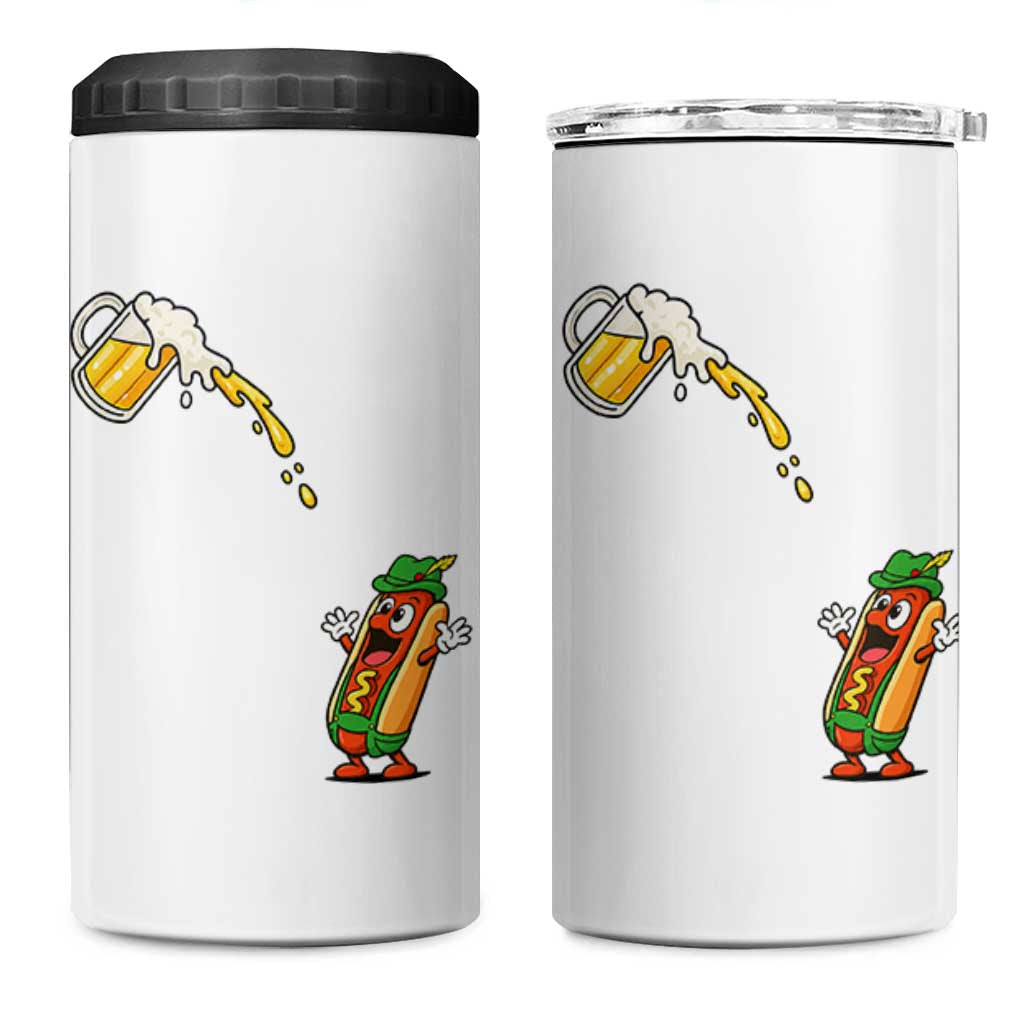 Funny Sausage Waiting For Beer 4 in 1 Can Cooler Tumbler Oktoberfest Gift