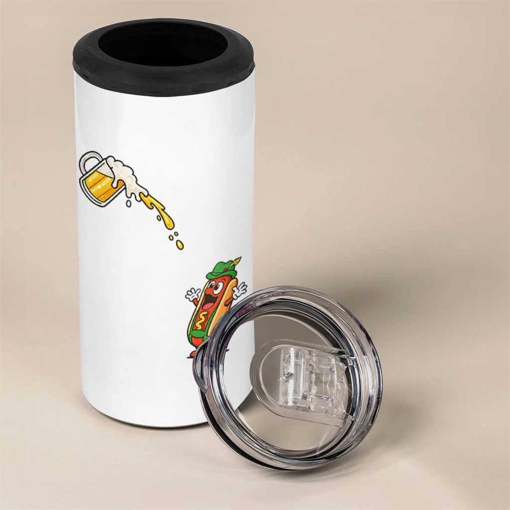 Funny Sausage Waiting For Beer 4 in 1 Can Cooler Tumbler Oktoberfest Gift