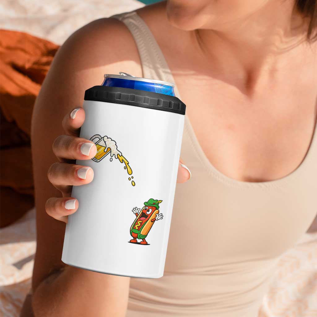 Funny Sausage Waiting For Beer 4 in 1 Can Cooler Tumbler Oktoberfest Gift