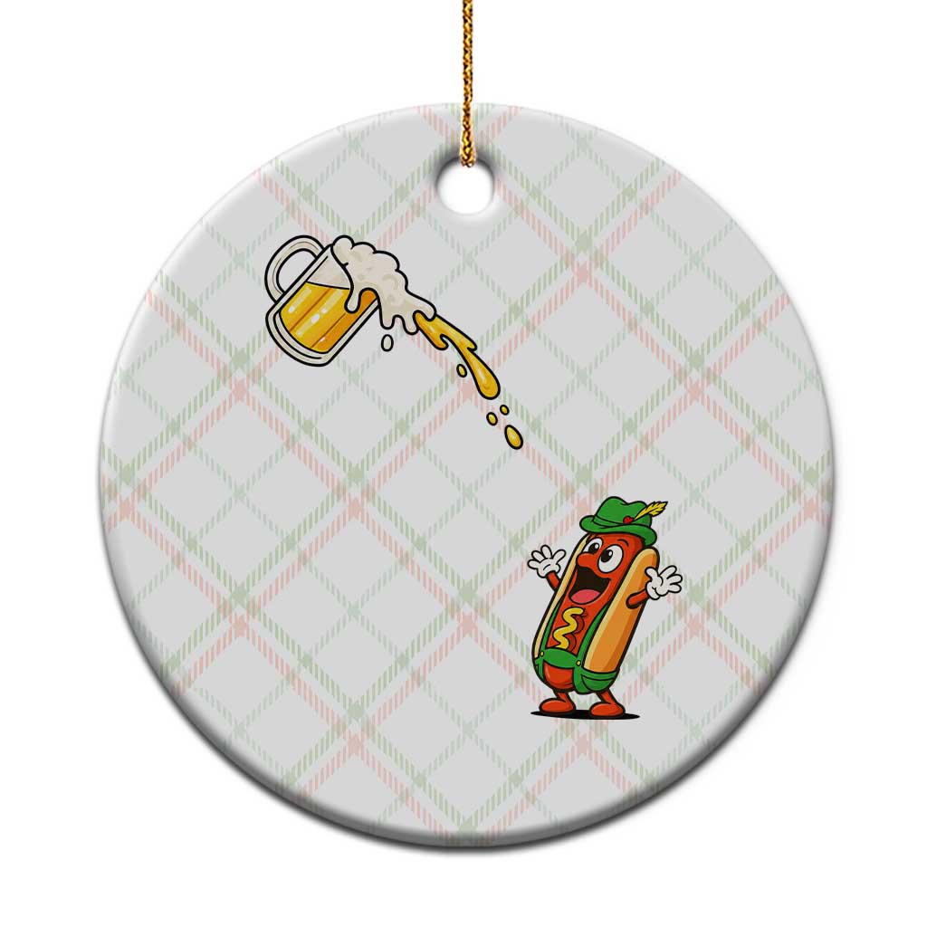 Funny Sausage Waiting For Beer Ceramic Ornament Oktoberfest Gift