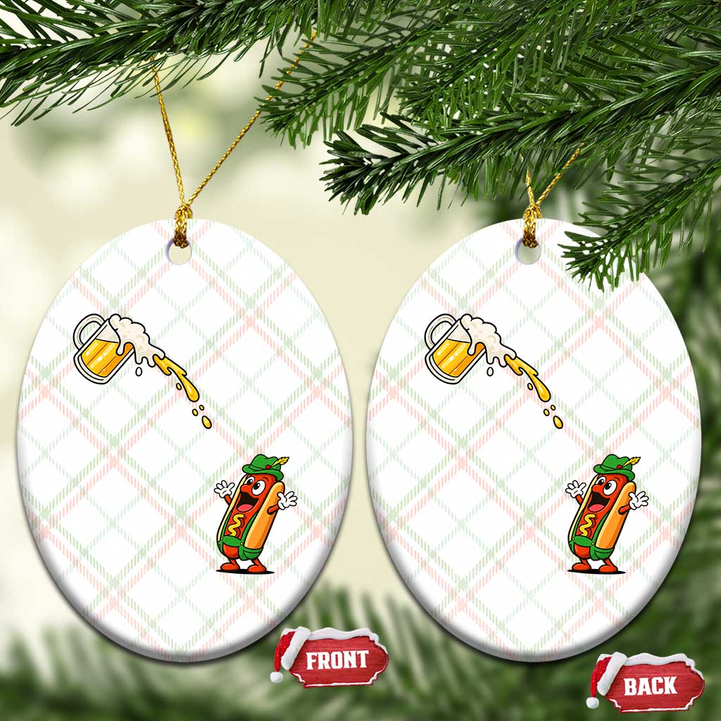 Funny Sausage Waiting For Beer Ceramic Ornament Oktoberfest Gift