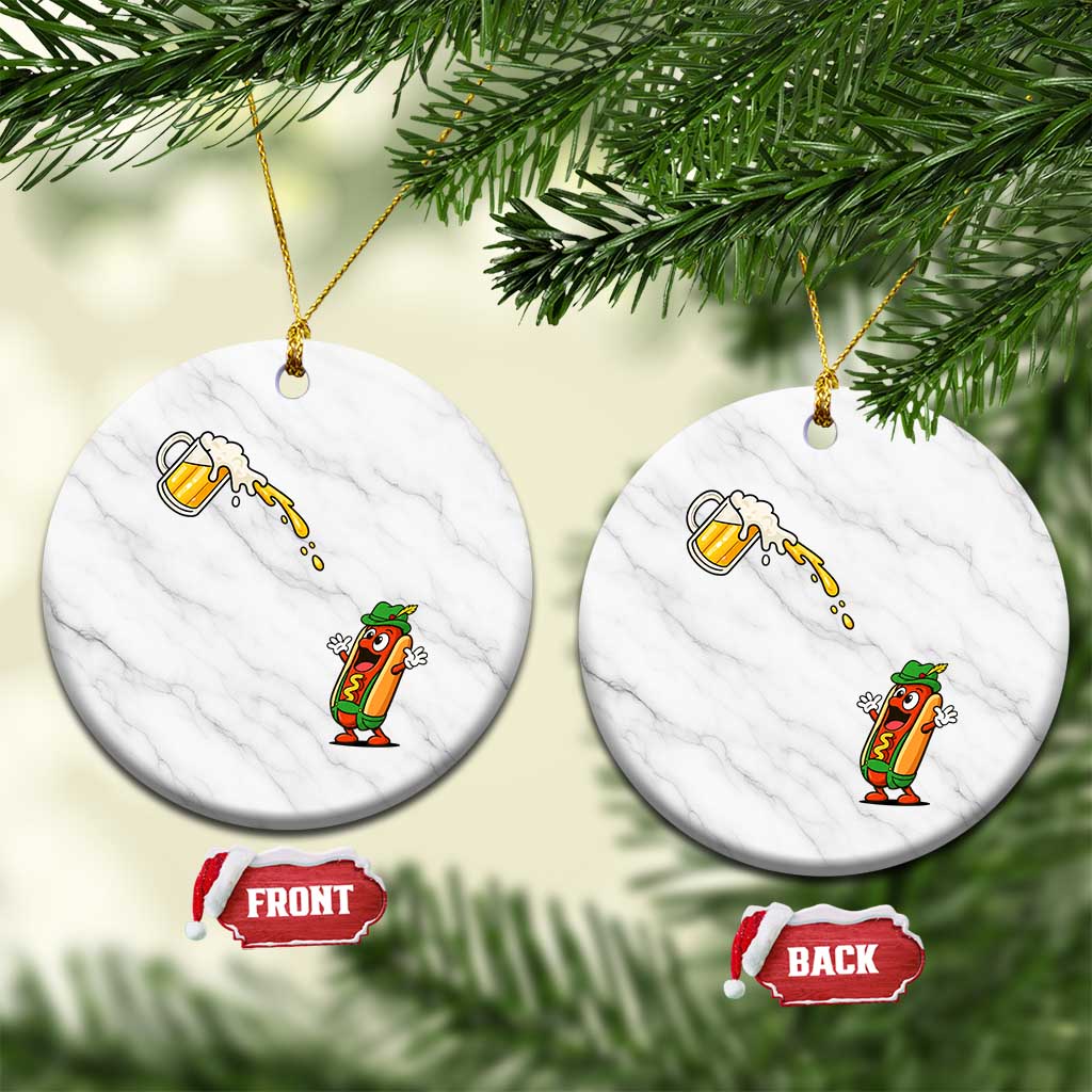Funny Sausage Waiting For Beer Ceramic Ornament Oktoberfest Gift