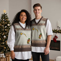 Funny Sausage Waiting For Beer V-Neck Knit Sweater Vest Oktoberfest Gift